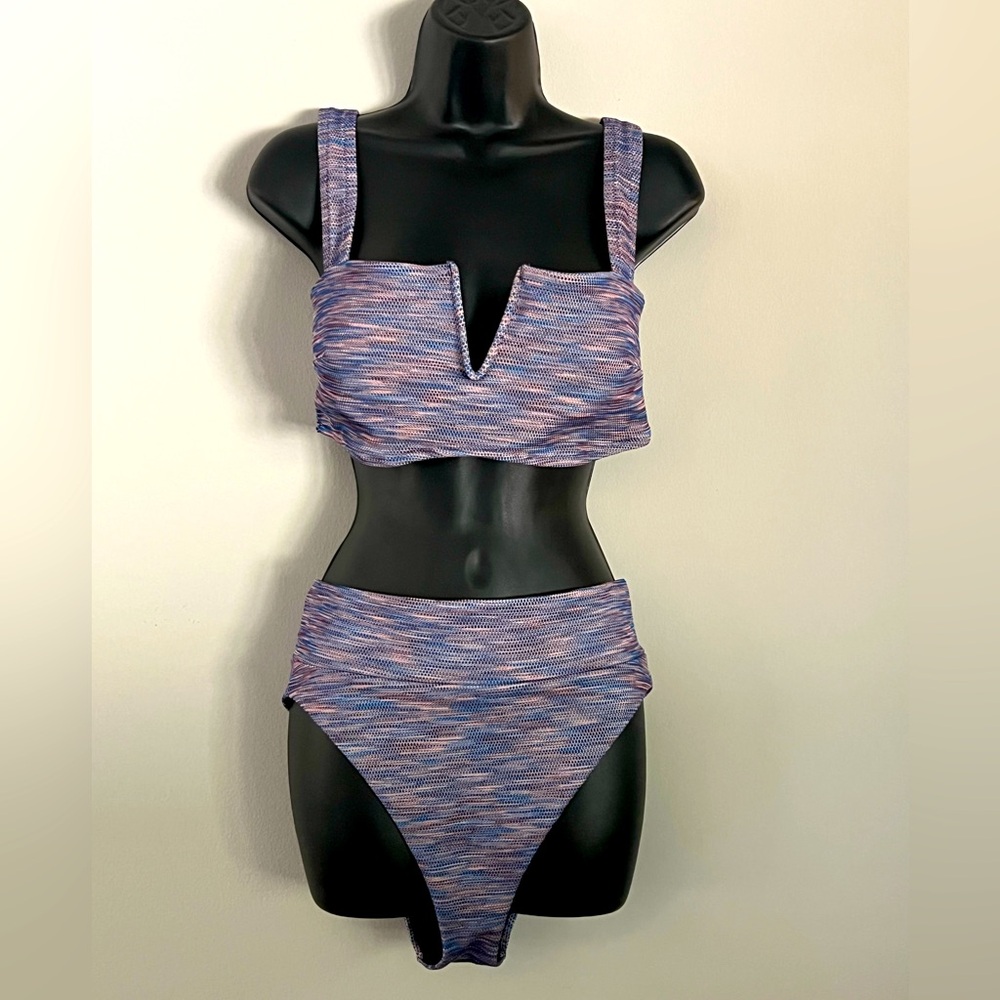 Aerie Multicolor Bikini w/ High Cut Cheeky Bottoms